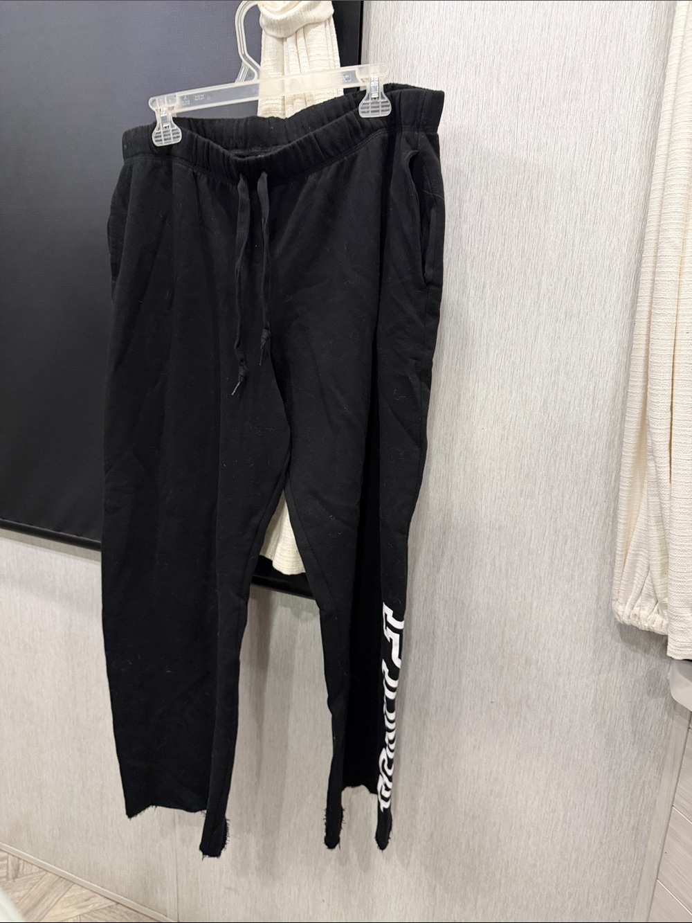 Men's Black Drawstring Jogger Pants with Side Logo Detail